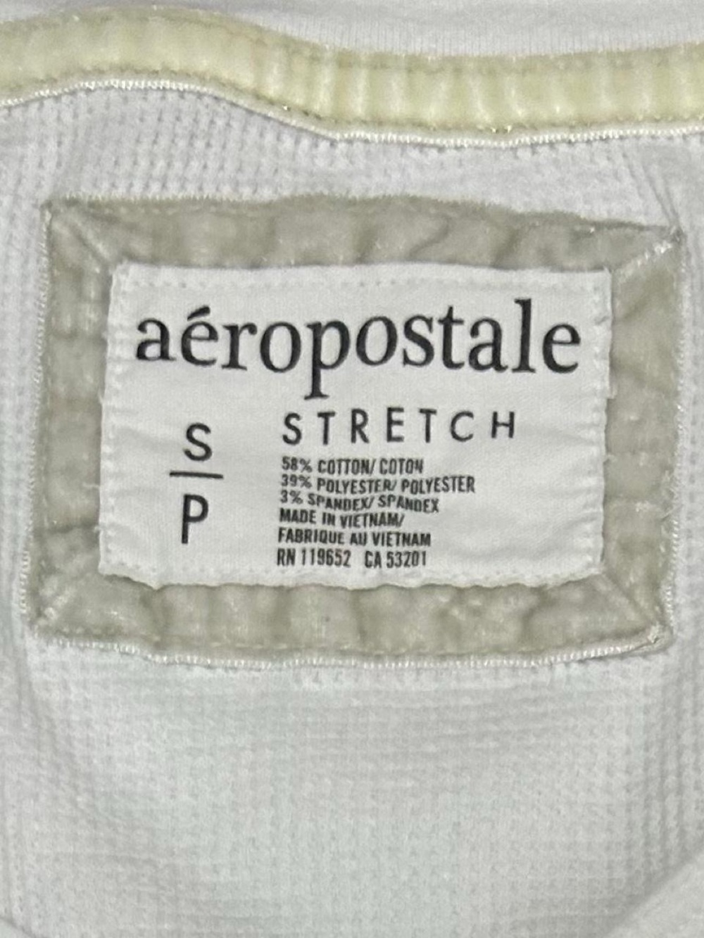 Y2K 2000s Aeropostale White Waffle Knit Long Sleeve Henley Top - Picture 5 of 6